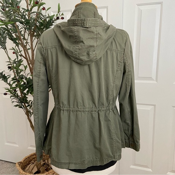 Cargo Utility Hoodie Jacket, Military Vibe, Adjustable Gathered Waist - Picture 11 of 14